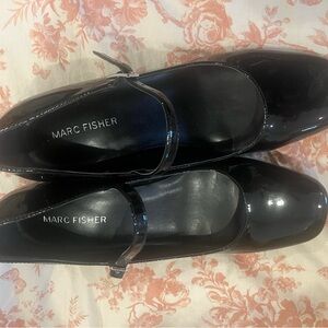 Marc Fisher Glossy Black Mary Jane Flats